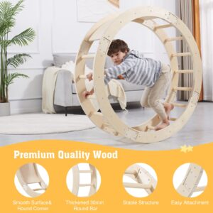 Gaint Bean 8-in-1 Wooden Indoor Arches Climber with Slide- Montessori Gym for Toddlers Kids Climbing Ladder, Eco-Friendly Quadrant Pikler Rocker Ramp Toy for Age 1-7