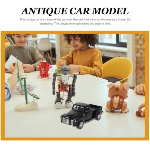 NUOBESTY Die Cast Pickup Truck Model Retro Alloy Car Model Metal Truck Model Black Car Toy for Christmas Party Table Decor Kids Toy