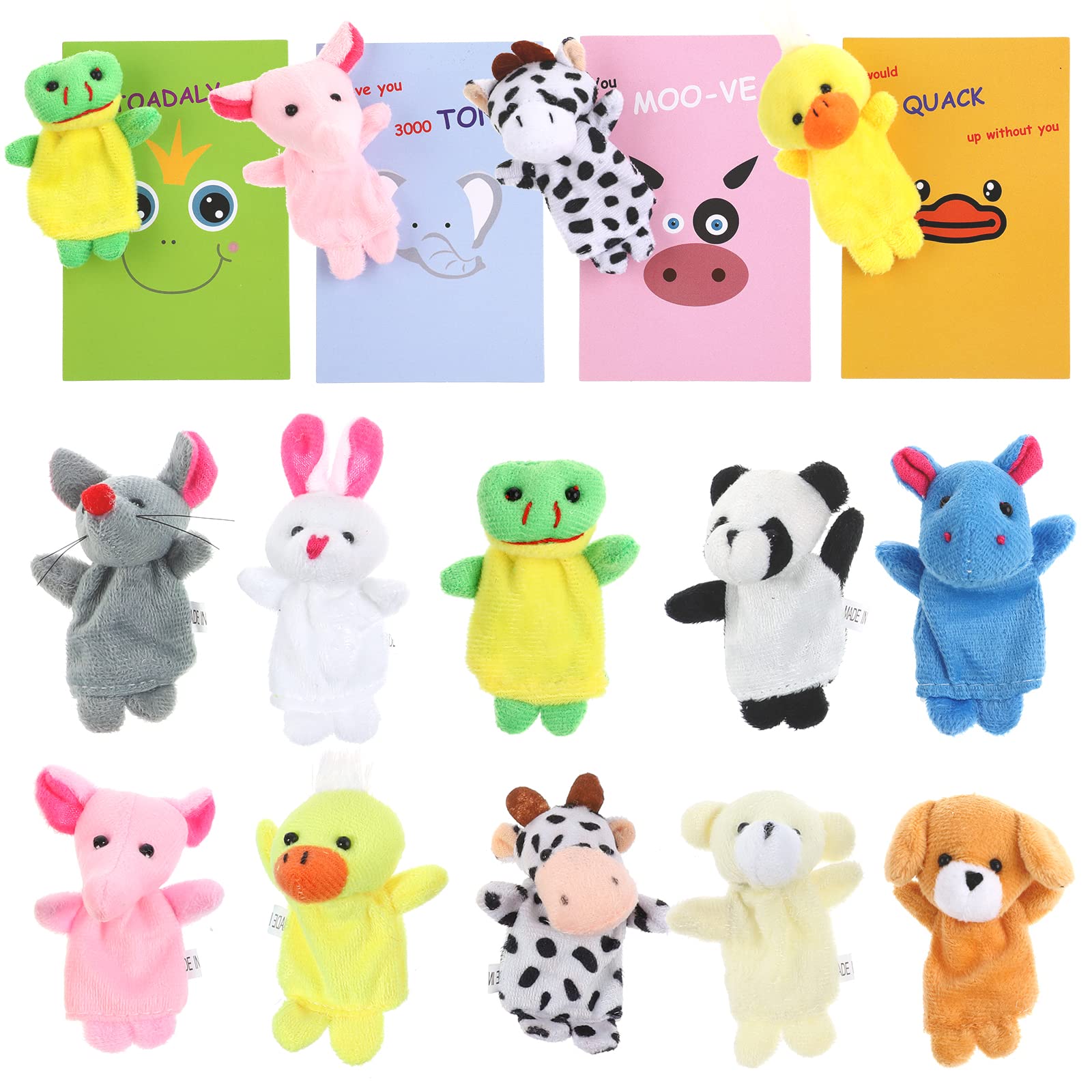 BILLMOSS Valentines Day Gifts for Kids - 20 Pack Valentines Cards with Finger Puppets Plush Animal Toys for Kids School Gift Exchange Classroom School Gift Exchange Prize Rewards Party Favors