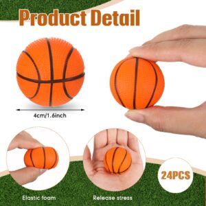 Romooa 48 Pieces Basketball Party Favor Sports Birthday Supplies Set 24 Inspirational Basketball Bracelets 24 Mini Basketball Foam Stress Ball for Sports Theme Birthday Party Team Gifts