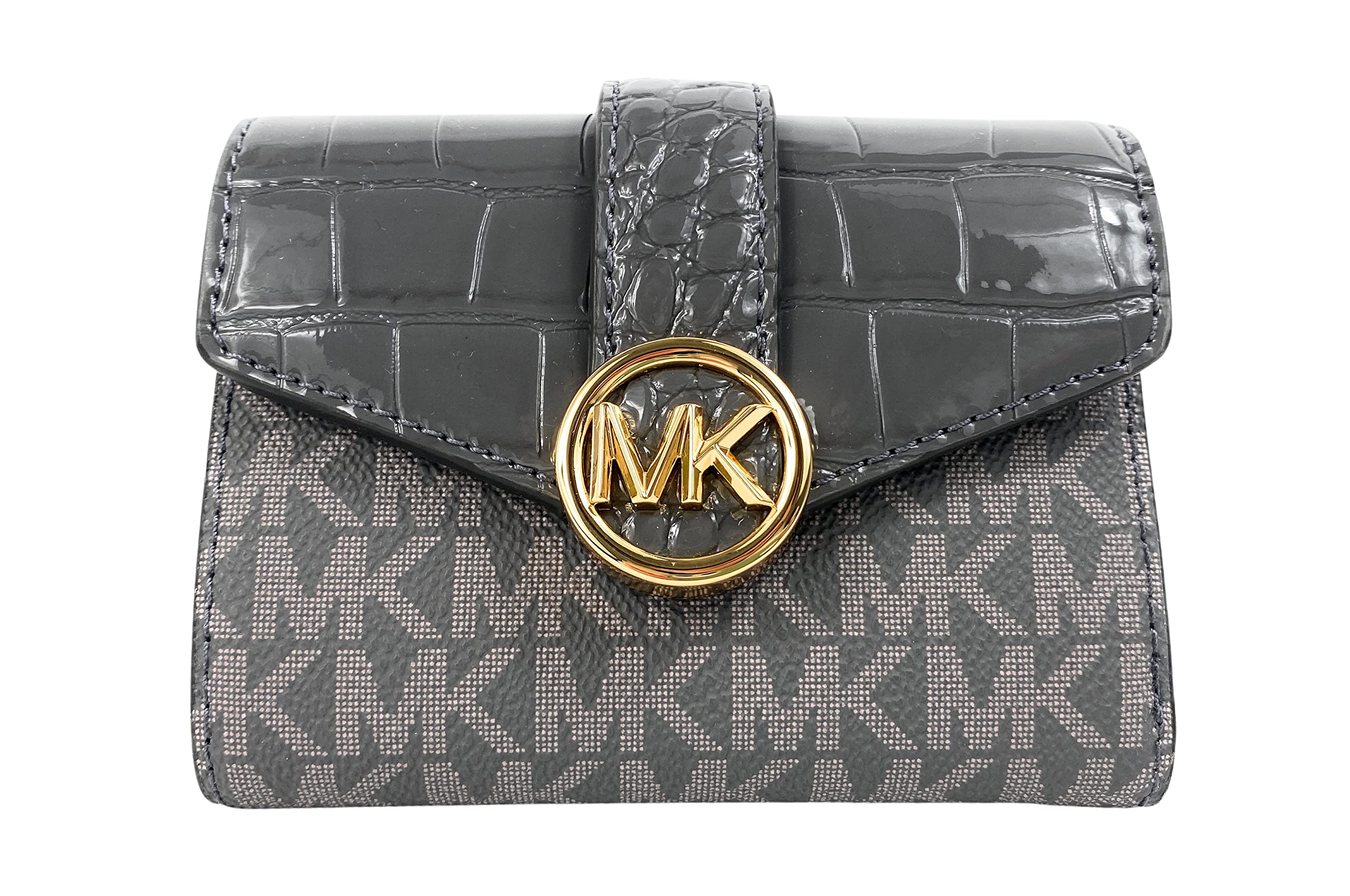 Michael Kors Carmen Medium Flap Bifold Wallet in Heather Grey Multi