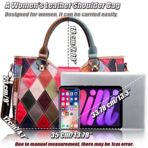 Women's Top-handle Handbag with Colorful Patchwork Design, Stylish Leather Crossbody Shoulder Bag Purse Tote Bag for Lady