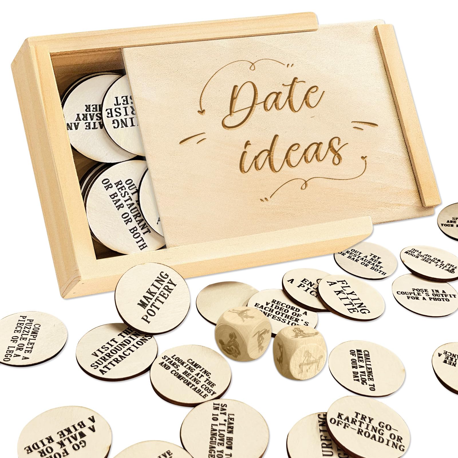 1DFAUL 60 Couples Games for Date Night Ideas with 2 Dice, for Date Night Cards Box for Couples Activities, Date Night Jar Gifts for Couples & Married Couple