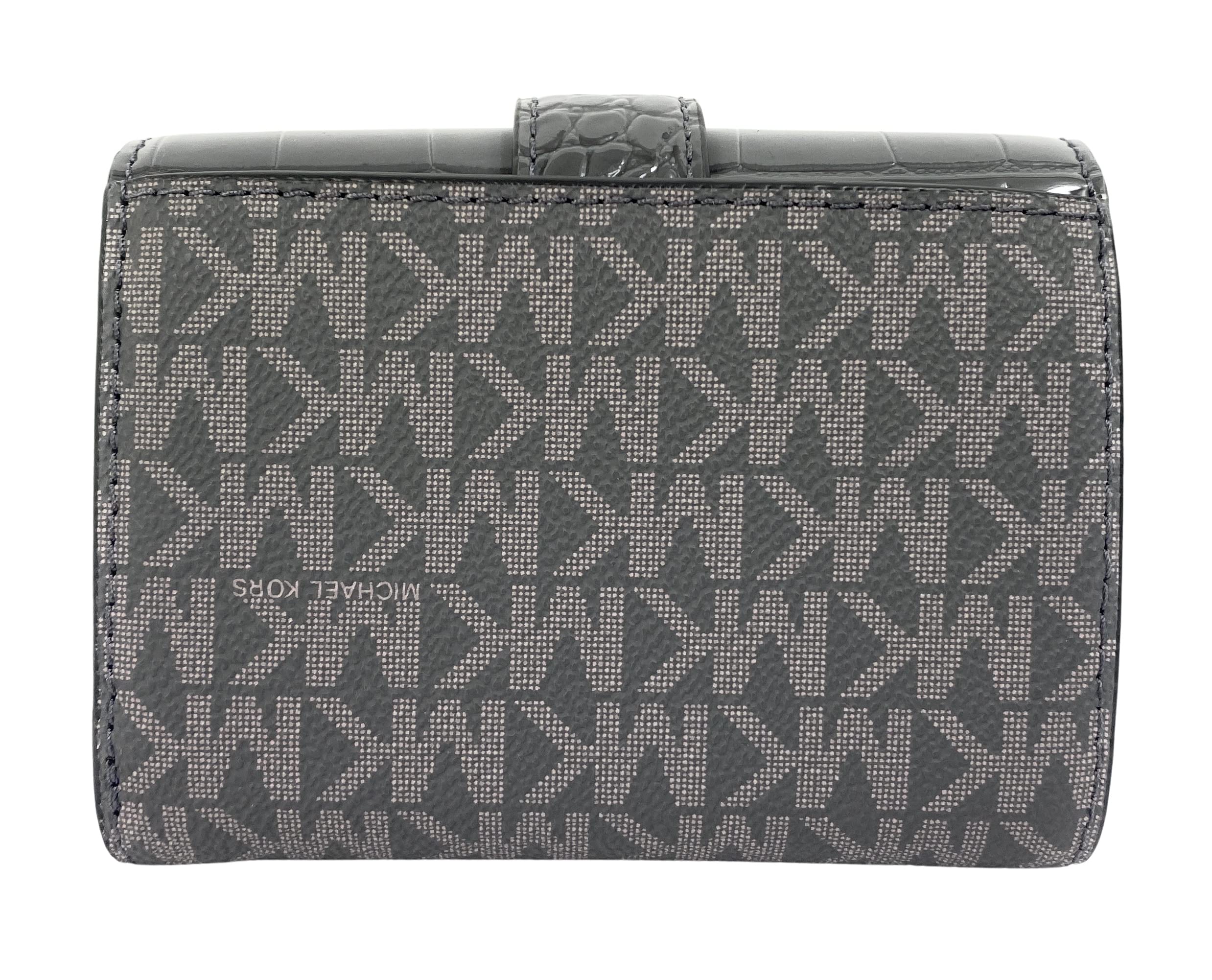 Michael Kors Carmen Medium Flap Bifold Wallet in Heather Grey Multi