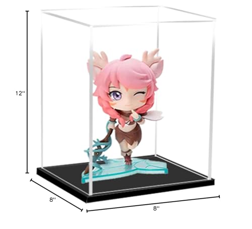 Clear Acrylic Display Case Box ，Versatile Collectibles Display Dustproof Showcase with Thickening Base，for Display Action Figures Home Storage Organizing Toys (8x8x12 inch/20x20x30cm)