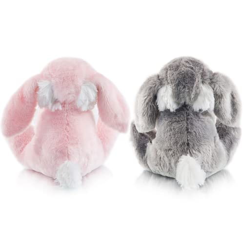 My OLi Bunny Rabbit Stuffed Animal Plush Bunny 7" Easter Stuffed Bunny with Floppy Ear 2 Pack Plush Rabbit Bedtime Friend Plush Toy Gifts for Girls Boys Kids, Gray & Pink