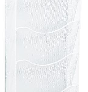 Displays2go Single & Multi-Tiered Metal Mesh Literature Wall Rack, 10-20 Pockets - White (MSHWL10WHT)