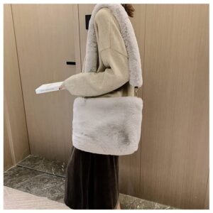 Plush Underarm Bag Ladies Faux Fur Fluffy Crossbody Shoulder Bag Women Soft Furry Tote Handbag for Autumn and Winter