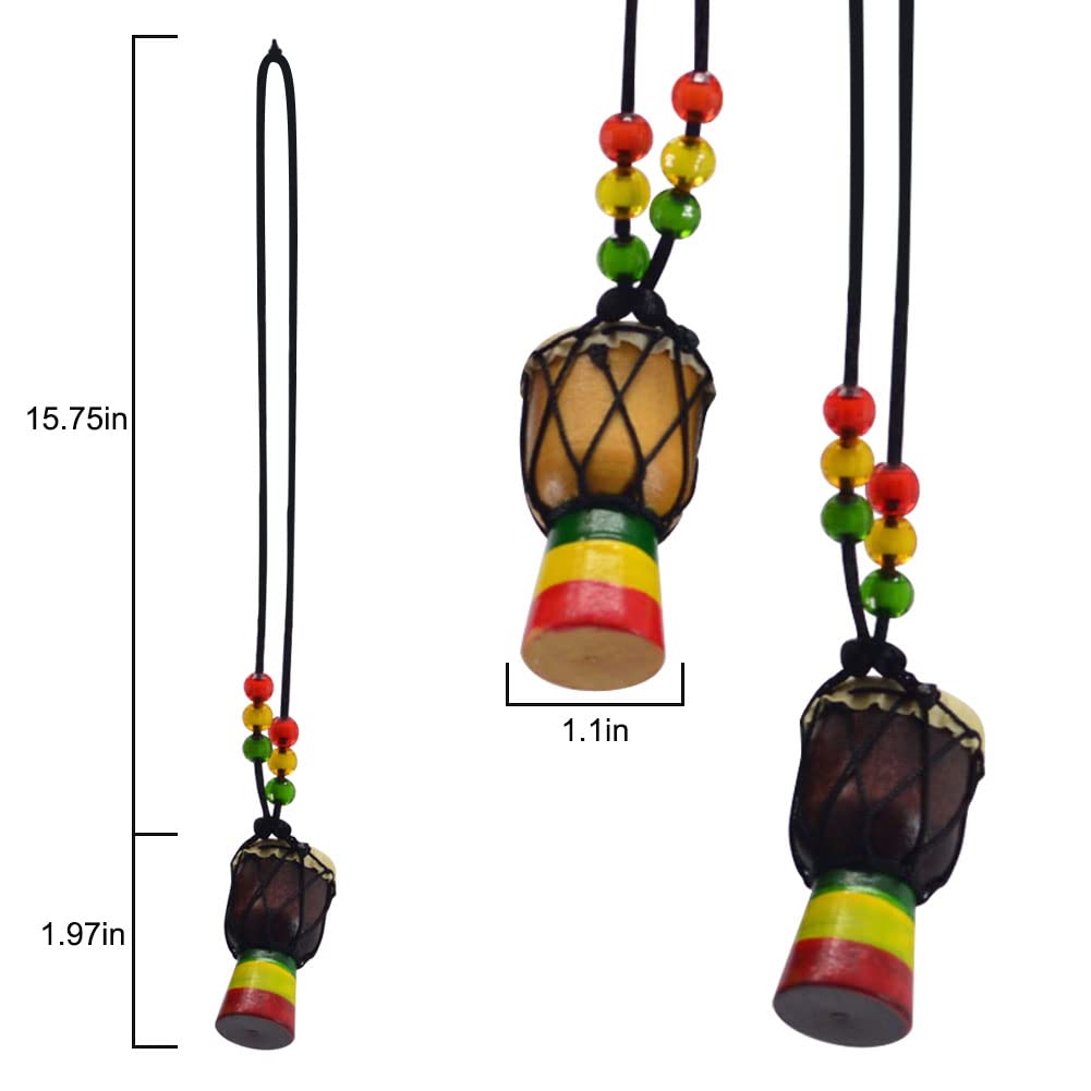 ZUYYON 15Pcs Instrument Necklaces Wooden Classic Djembe Drum Mini Pendant African Drum Bongos Percussion Jewelry Necklace Drums for Kids Adults Party Supply School Gift