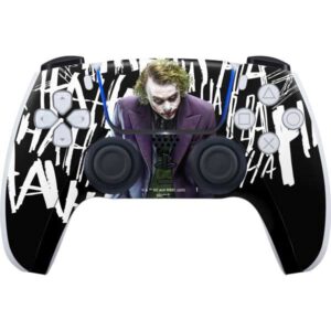 skinit decal gaming skin compatible with ps5 and compatible with ps5 digital edition dualsense controller - officially licensed warner bros joker the dark knight design