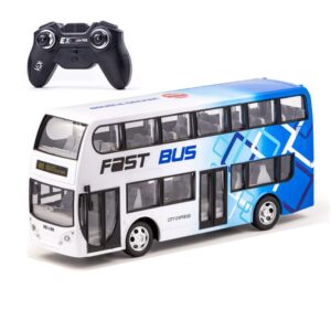 Adepe Wireless Remote Control Bus,Sightseeing Tour Bus Toy Vehicles,Touring Bus,Double Decker Tourist Open Top Bus Model Truck Car Toys with Lights for Children Kids