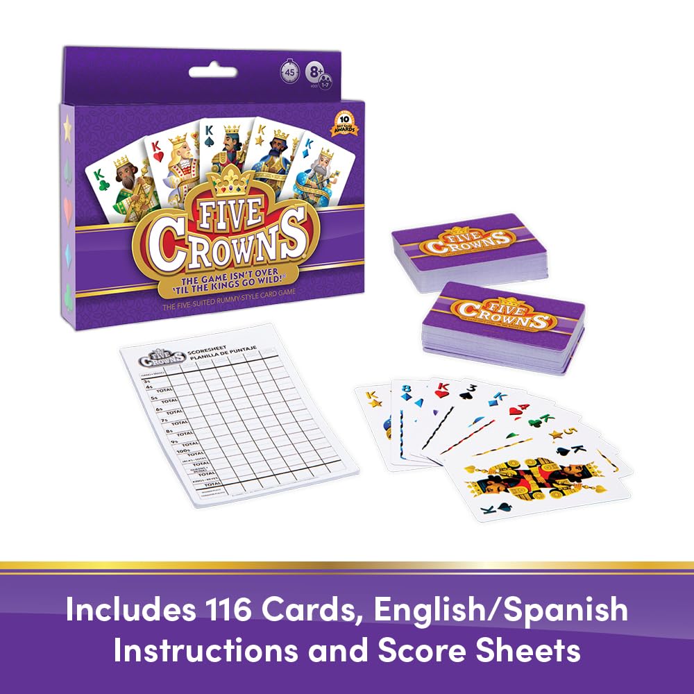 Five Crowns Scorepad – 130 Page Replacement Score Sheet, Card Game Score Card, Tracks 7 Players at Once, Gift for Kids, Birthday Gifts