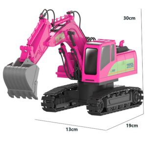 DBXMFZW Remote Control Excavator Toy with Lights,RC Digger Tractor Toy,Digger Hydraulic Construction Vehicles with Alloy Shovel,RC Trucks Toys for Boys Girls Kids