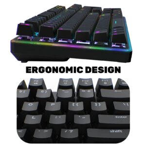 targeal Mechanical Gaming Keyboard - 104 Keys Light Strike Switch Quite Office Computer Keyboard - Multi Color RGB Led Backlit - USB Wired Ergonomic Laptop Keyboard for PC/Windows/Mac Gamer