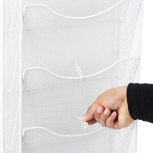 Displays2go Single & Multi-Tiered Metal Mesh Literature Wall Rack, 10-20 Pockets - White (MSHWL10WHT)