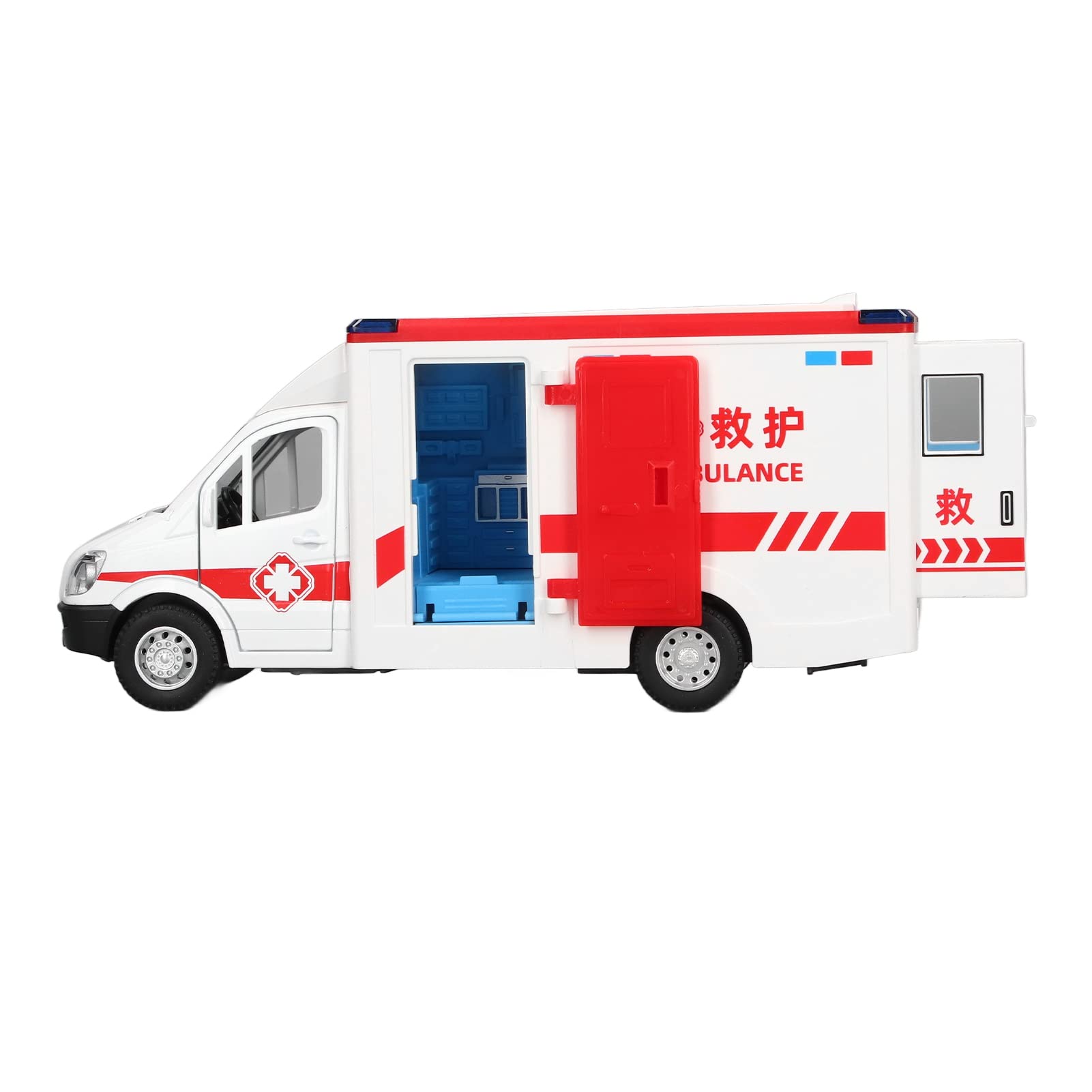 TYTOGE Ambulance Toy Car Alloy High Simulation Friction Powered Wheels Emergency Vehicle Toy with Light and Sound for Kids