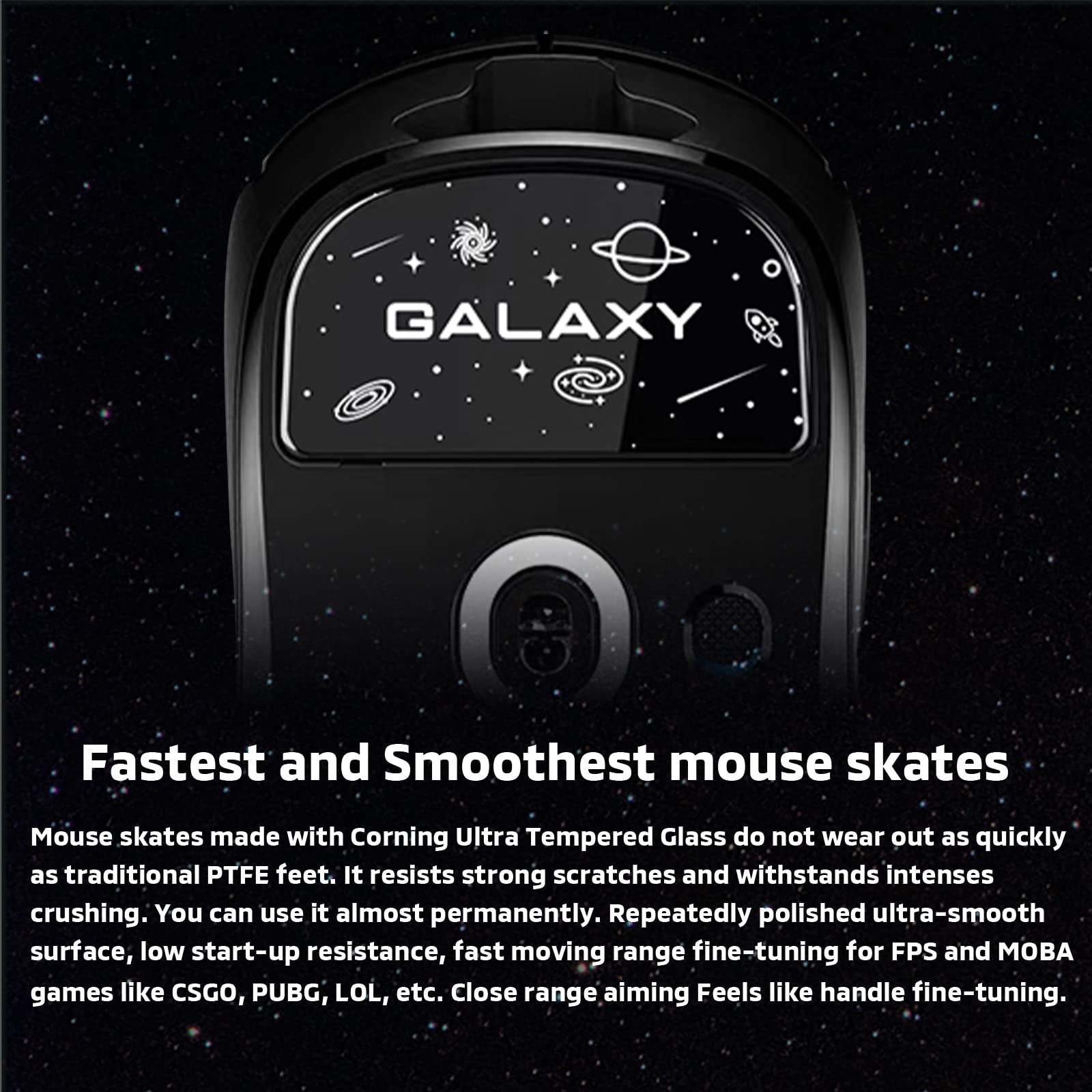 Hyekit - Fastest and Smoothest Mouse Feet/Skates for Logitech G Pro X Superlight Made with Corning Tempered Glass Super Fast Smooth and Durable Sole [Galaxy]