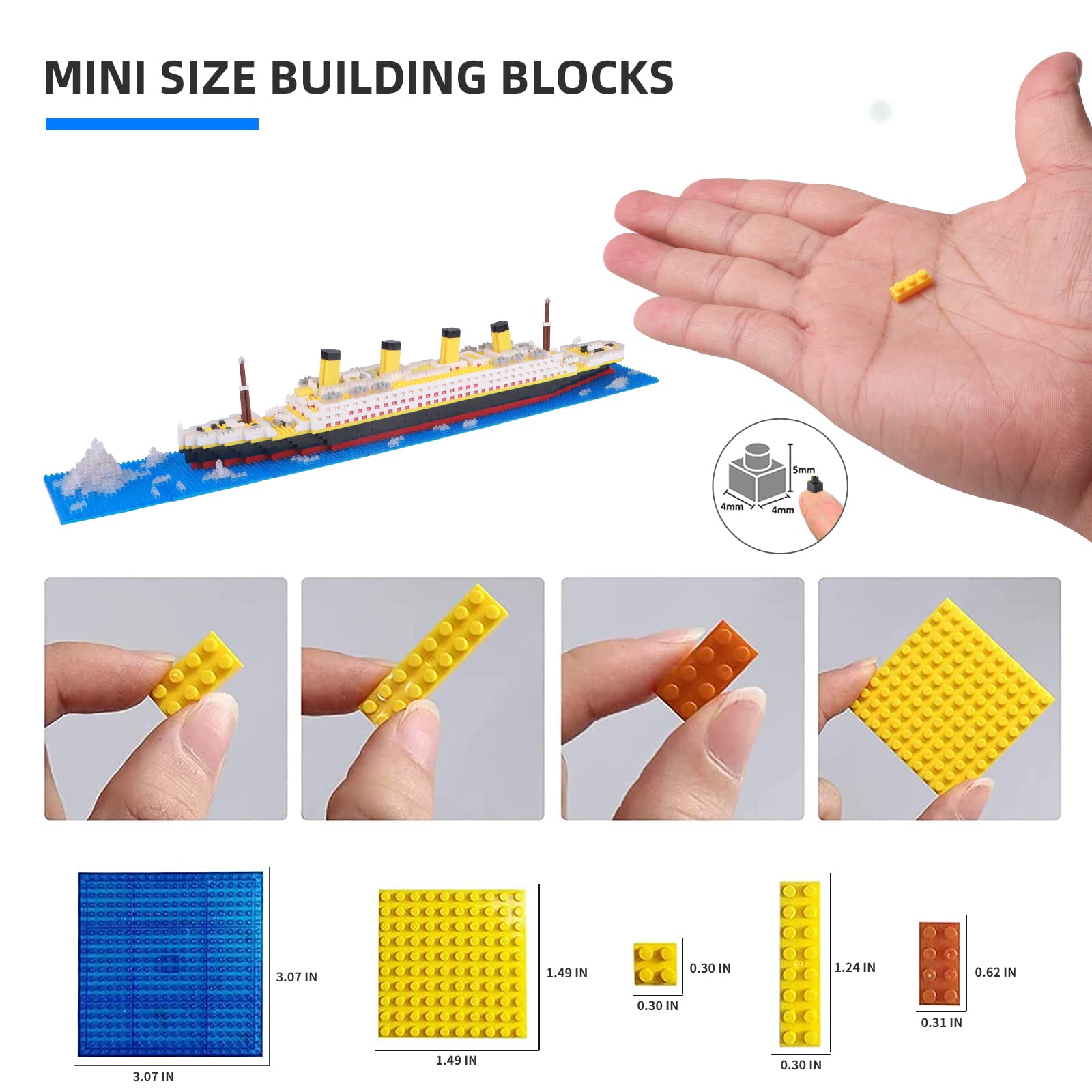 YAOYU Micro Mini Titanic Model Building Block Set, with 1860Pcs 3D Puzzle Sets DIY Educational Block Toys, Gift for Kids and Adults