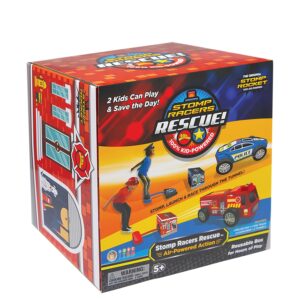 stomp racers air powered race cars by stomp rocket, rescue racers pack - dueling stomp racers toy car launcher - fun backyard & outdoor multi-player kids toys gifts for boys, girls & toddlers