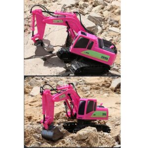 DBXMFZW Remote Control Excavator Toy with Lights,RC Digger Tractor Toy,Digger Hydraulic Construction Vehicles with Alloy Shovel,RC Trucks Toys for Boys Girls Kids