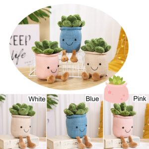 Quioee 3pcs Succulent Plush Toy Potted Plants Plush Doll, Simulation Succulent Plushies Home Decoration Stuffed Soft Plushies (Pink+White+Blue)