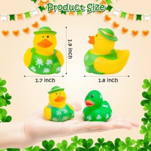 Haooryx 20Pcs St. Patrick's Day Rubber Duck Toys Novelty Squeeze Shamrock Duck Decor for Irish St. Patrick's Day Easter Day Party Favor Goodies Bag Fillers Kids Birthday School Prizes