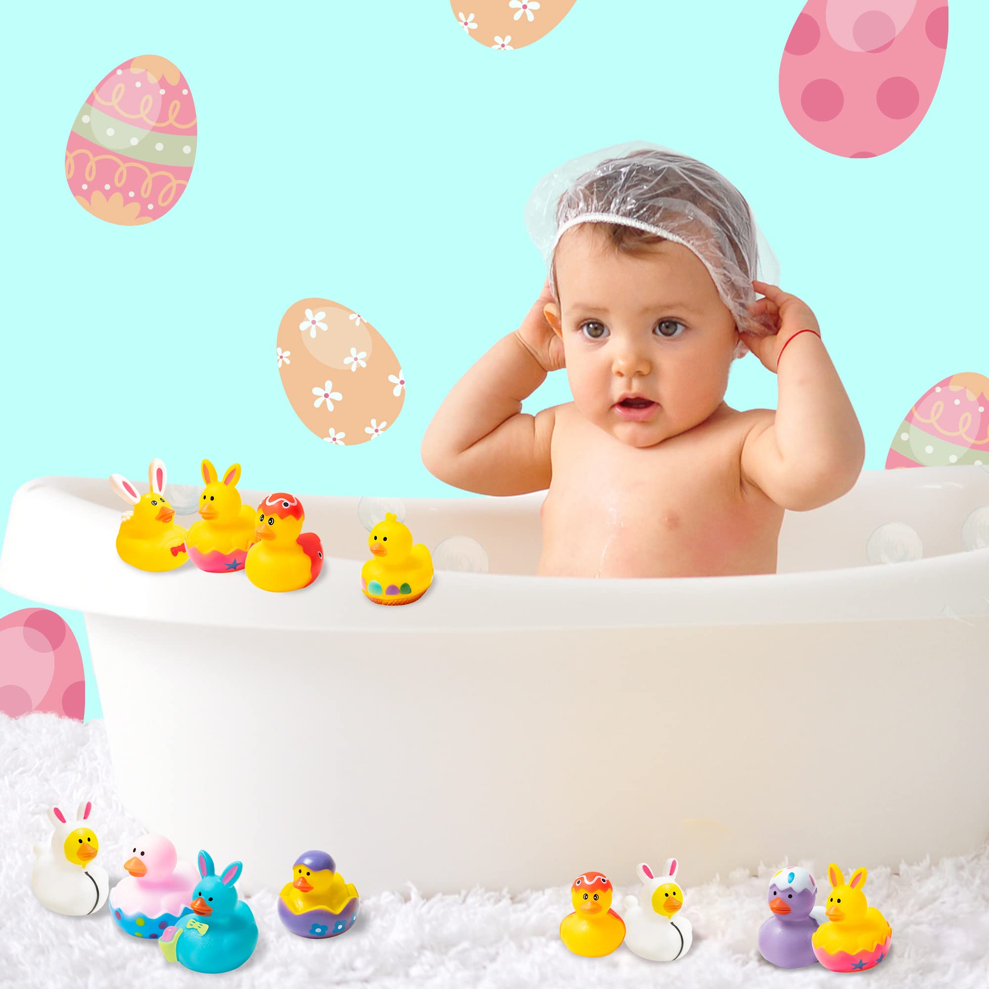 K1tpde 20PCS Assorted Cute Rubber Ducks, Summer Pack of Rubber Ducks, Resurrection Bunny Rubber Duck, Funny Rubber Ducks Bath Tub Toys for Kids, Baby Showers Accessories, Birthday Gifts Party Favors