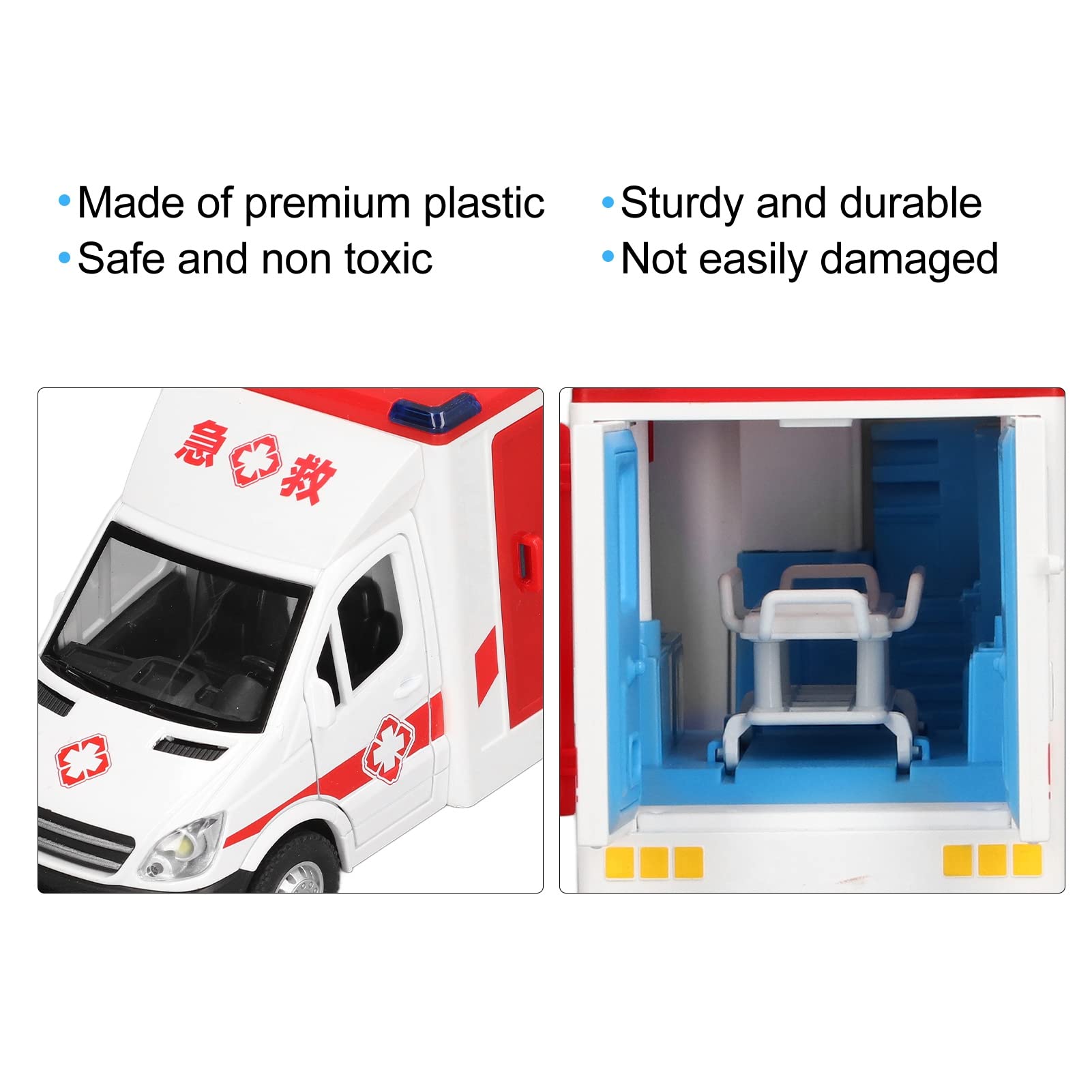 TYTOGE Ambulance Toy Car Alloy High Simulation Friction Powered Wheels Emergency Vehicle Toy with Light and Sound for Kids