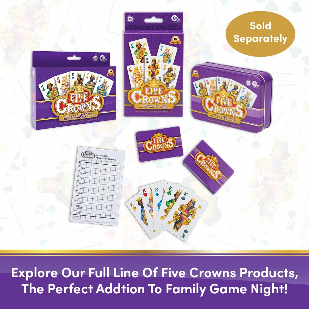 Five Crowns Scorepad – 130 Page Replacement Score Sheet, Card Game Score Card, Tracks 7 Players at Once, Gift for Kids, Birthday Gifts