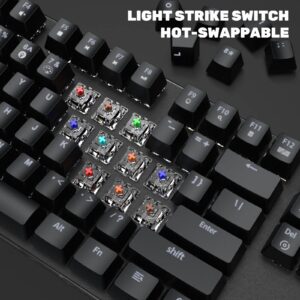 targeal Mechanical Gaming Keyboard - 104 Keys Light Strike Switch Quite Office Computer Keyboard - Multi Color RGB Led Backlit - USB Wired Ergonomic Laptop Keyboard for PC/Windows/Mac Gamer