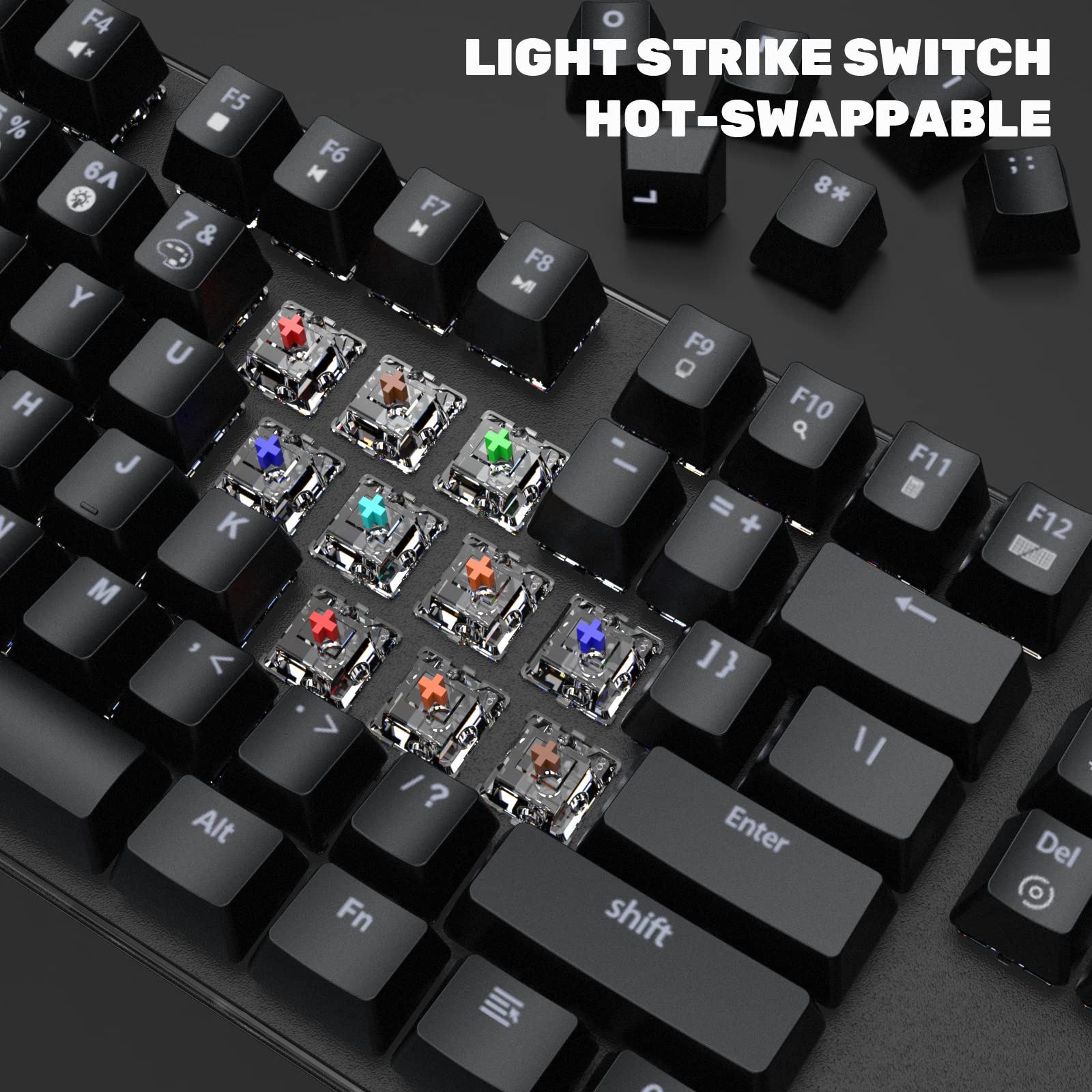 targeal Mechanical Gaming Keyboard - 104 Keys Light Strike Switch Quite Office Computer Keyboard - Multi Color RGB Led Backlit - USB Wired Ergonomic Laptop Keyboard for PC/Windows/Mac Gamer