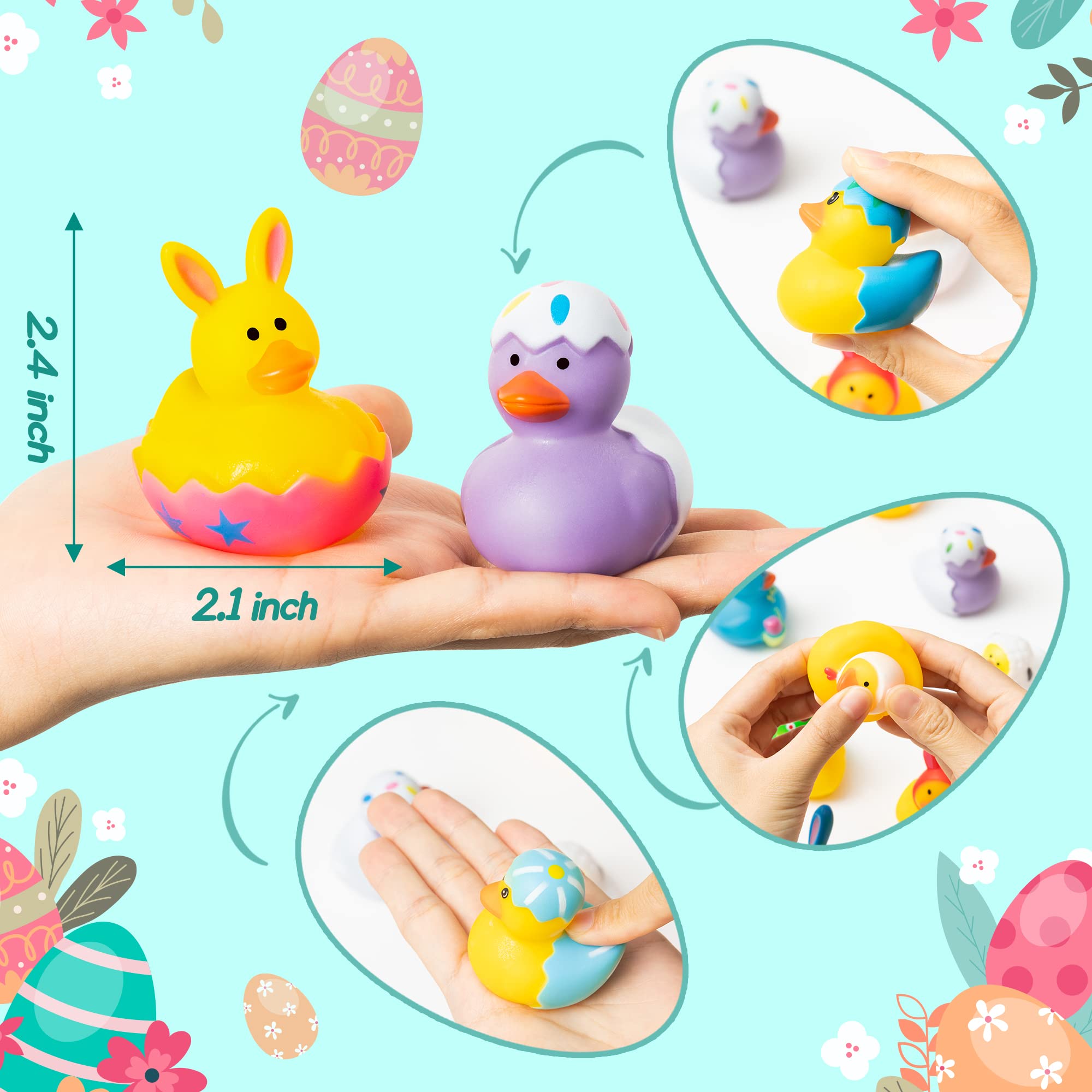 K1tpde 20PCS Assorted Cute Rubber Ducks, Summer Pack of Rubber Ducks, Resurrection Bunny Rubber Duck, Funny Rubber Ducks Bath Tub Toys for Kids, Baby Showers Accessories, Birthday Gifts Party Favors