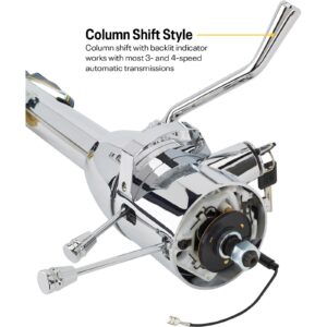 Universal GM Tilt Steering Column with Shifter, 30" Chrome, 2-inch Diameter with 5-Position Tilt, Compatible with ’69-’94 GM Specs, Includes Billet Accessories and Adaptable Wiring