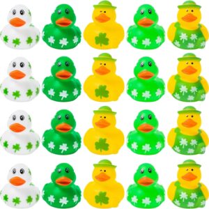 haooryx 20pcs st. patrick's day rubber duck toys novelty squeeze shamrock duck decor for irish st. patrick's day easter day party favor goodies bag fillers kids birthday school prizes