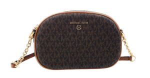 michael kors jet set charm small logo crossbody bag (brown/acorn)