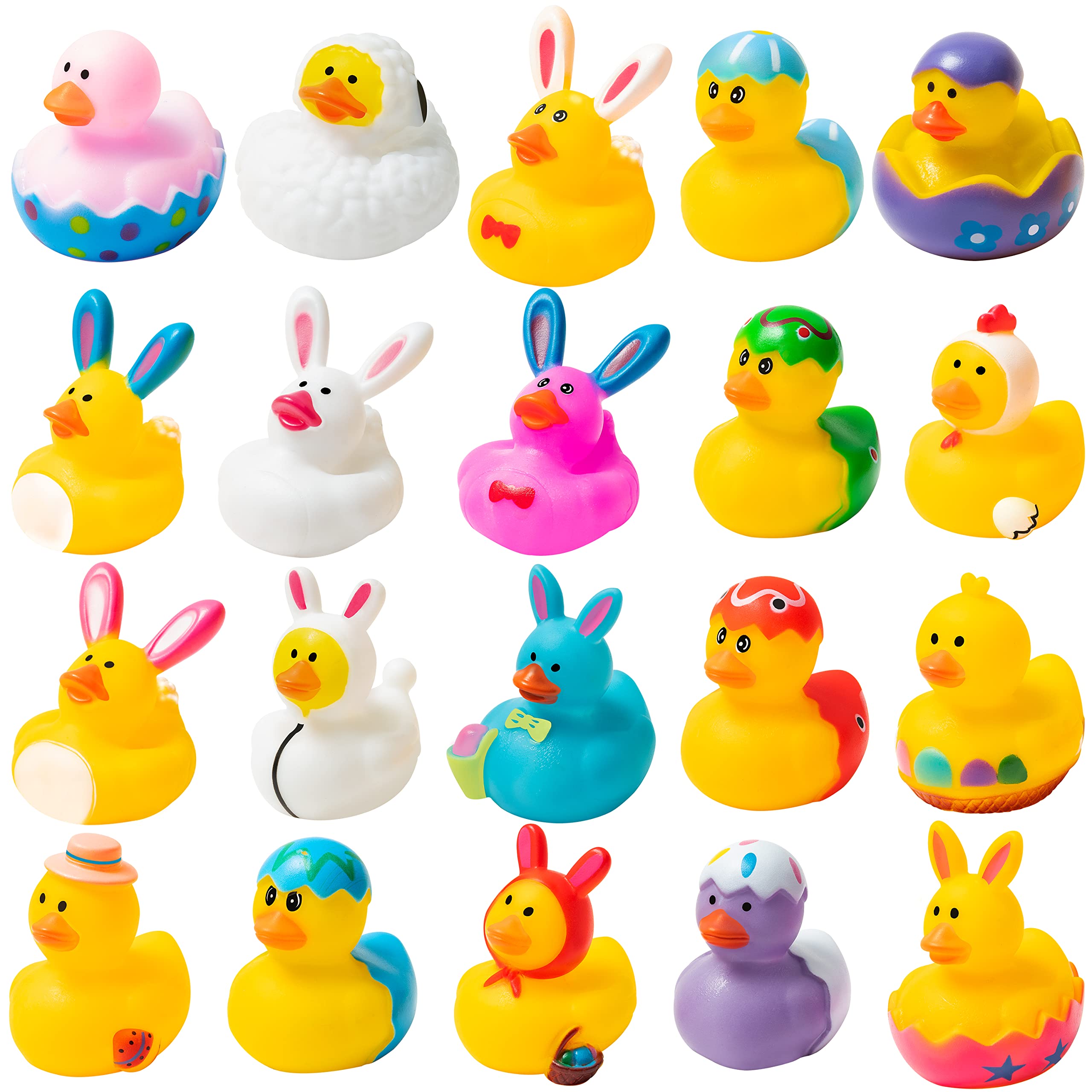 K1tpde 20PCS Assorted Cute Rubber Ducks, Summer Pack of Rubber Ducks, Resurrection Bunny Rubber Duck, Funny Rubber Ducks Bath Tub Toys for Kids, Baby Showers Accessories, Birthday Gifts Party Favors