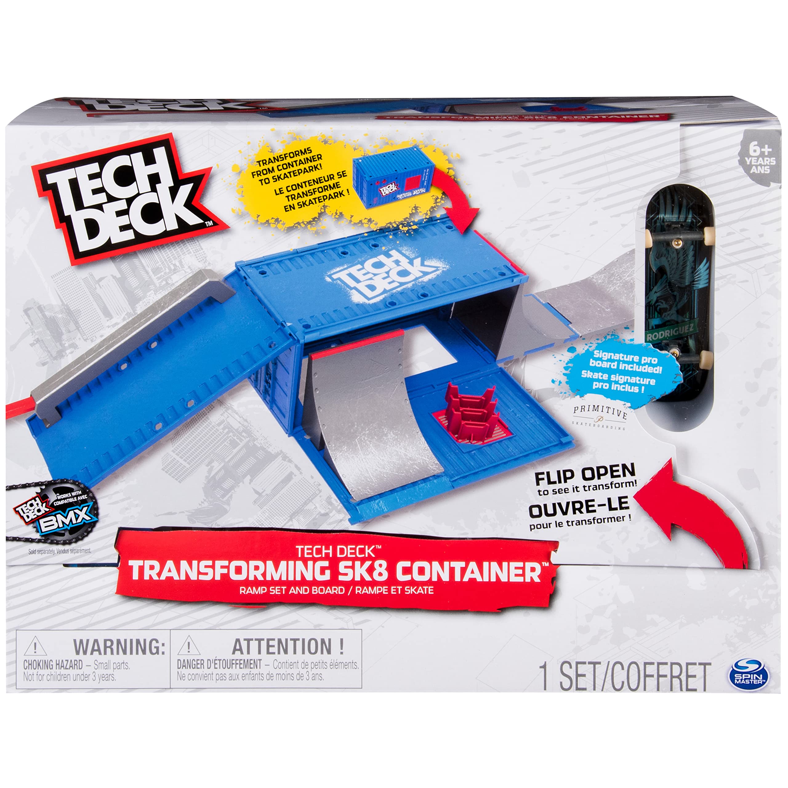 TECH DECK Fingerboard 4 Pack Collectible Skateboards & Transforming Sk8 Container Skatepark Playset Kids Toy Bundle