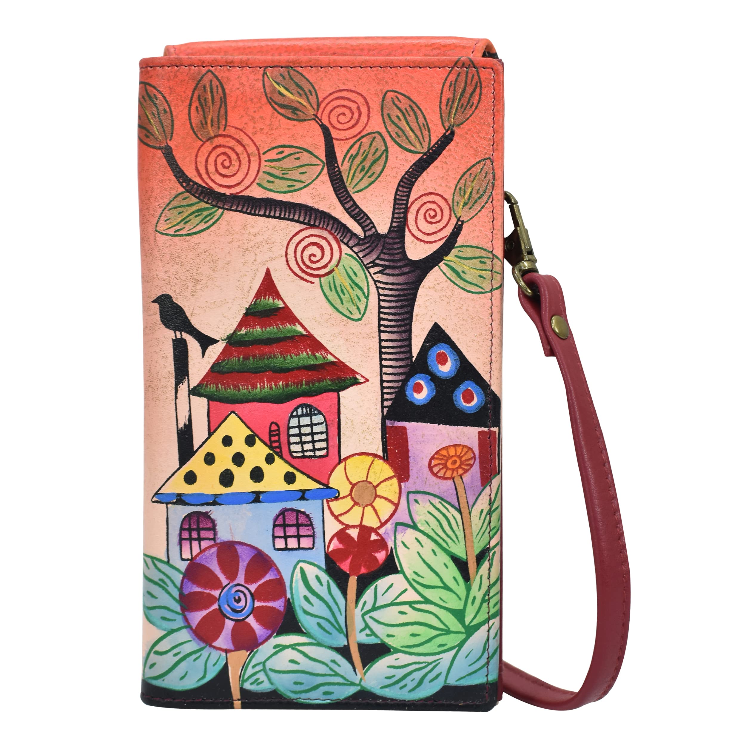 Anna by Anuschka Wallet Organizer Crossbody, Village of Dreams