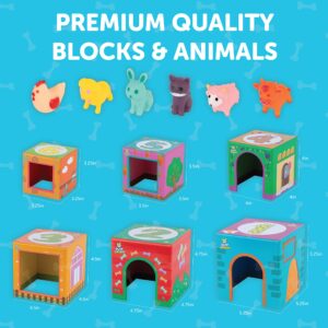 Play Brainy Farm Animal Sorting and Stacking Toys for Toddlers Ages 1-3 - 6 Sets of Animal Stacking Blocks Toddler Toys for Girls and Boys for Preschool Concepts & Early Learning Baby Gifts