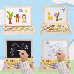 wskvoker 85-Pieces Magnetic Puzzle Drawing Board,Animal World Cognition Puzzles Travel Toy，Preschool Educational Learning Toys Set for 3 4 5 Year Old Boys Girls with Organize Box