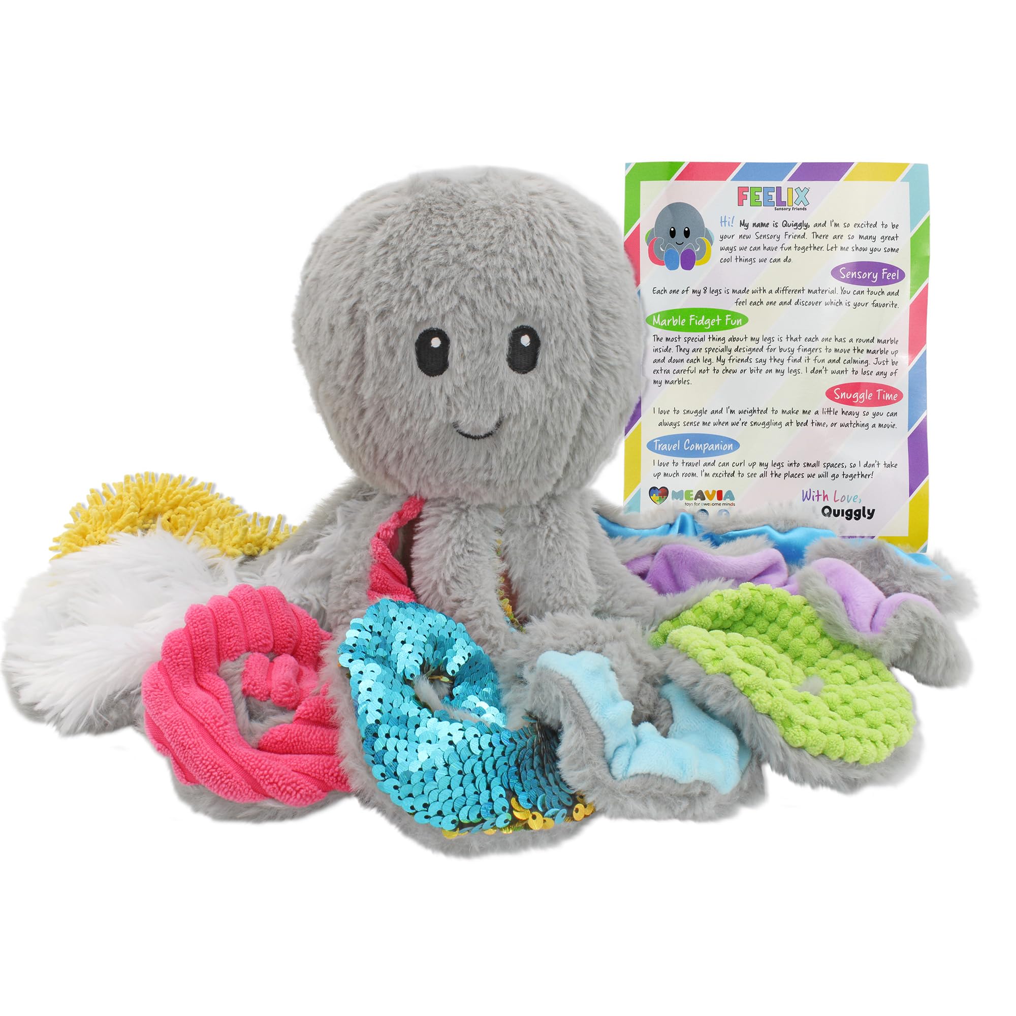 MEAVIA Sensory Octopus Plush Toy, Fidget Plush for Special Needs and Sensory Fun, FEELix Collection