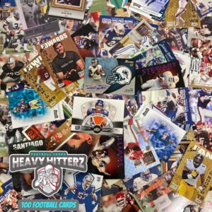 nfl football trading cards box – 100 football cards. includes 2 official nfl autographed, jersey, or relic cards in every box! perfect starter set!