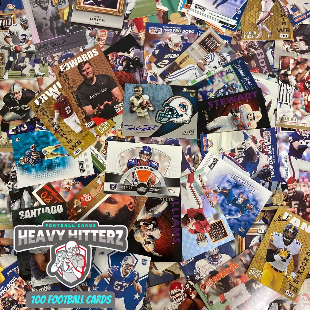 NFL Football Trading Cards Box – 100 Football Cards. Includes 2 Official NFL Autographed, Jersey, or Relic Cards in Every Box! Perfect Starter Set!