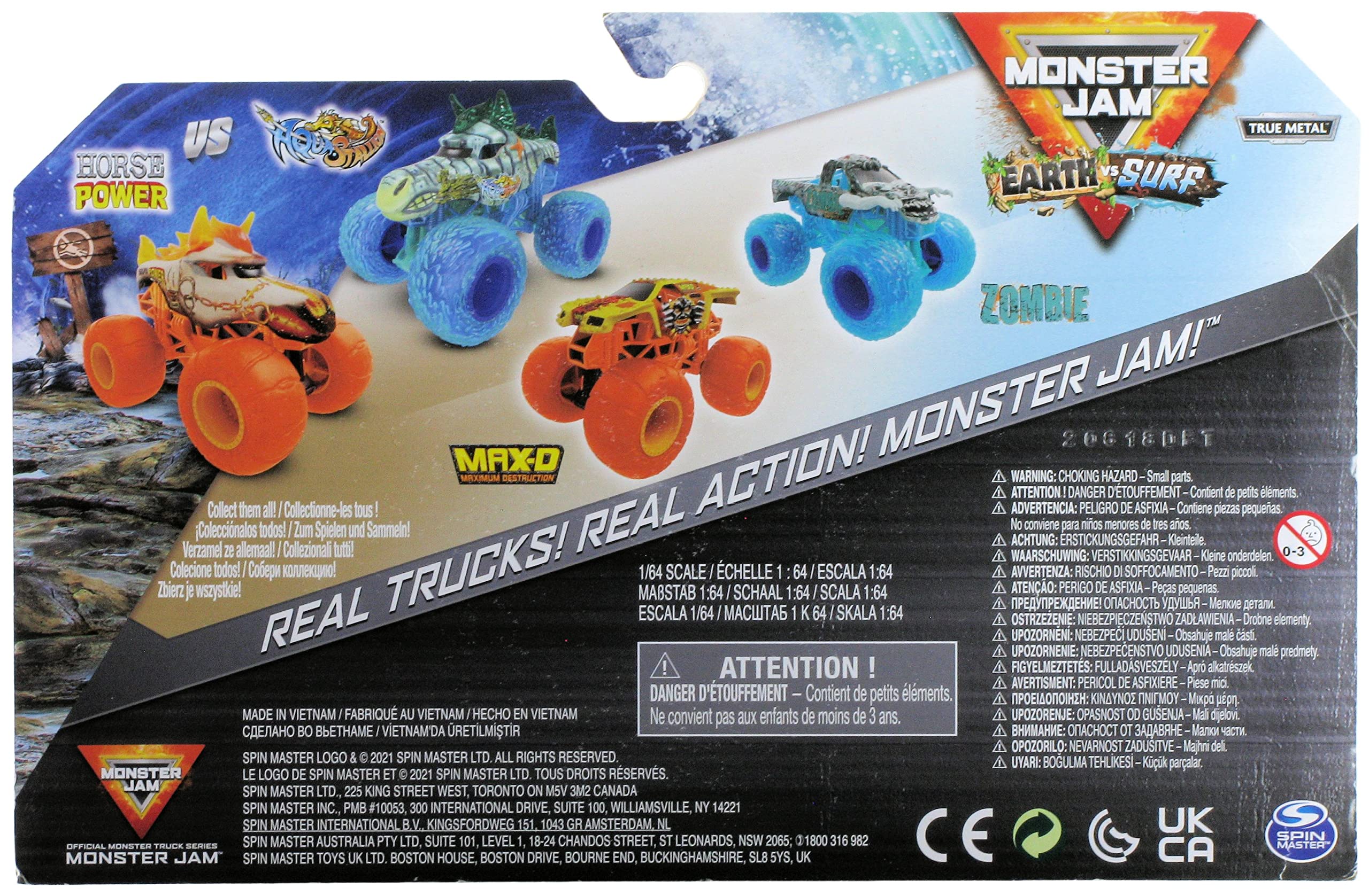 Monster Jam Earth vs Surf [Horse Power and Aqua Stallion] 1:64 Scale Double Pack