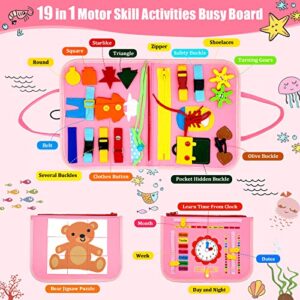 PWRNSPUS Montessori Busy Board for Toddlers, Toys for Girls & Boys Gifts, Autism Educational Airplane Car Travel Toys, Sensory Toys, Preschool Activities for Learning Fine Motor Skills