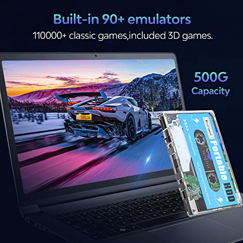 Kinhank 500G HDD Portable Game Drive Built-in 110,000+ Games, Batocera 33 Game System Compatible with 90+ Emulators,Plug and Play,USB3.0,Support for Windows/Laptop/PC/Mac