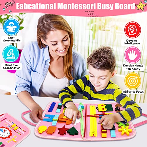 PWRNSPUS Montessori Busy Board for Toddlers, Toys for Girls & Boys Gifts, Autism Educational Airplane Car Travel Toys, Sensory Toys, Preschool Activities for Learning Fine Motor Skills