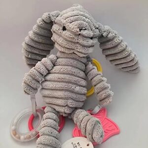 Apricot Lamb Gray Bunny Rabbit Character Teething Toy Soft Baby Rattle Stroller for Boys and Girls, Plush Stuffed Animal Rattle Toy Lovey for The Newborn, 0-3 Months, 0-6 Months and above, 8.5 Inches