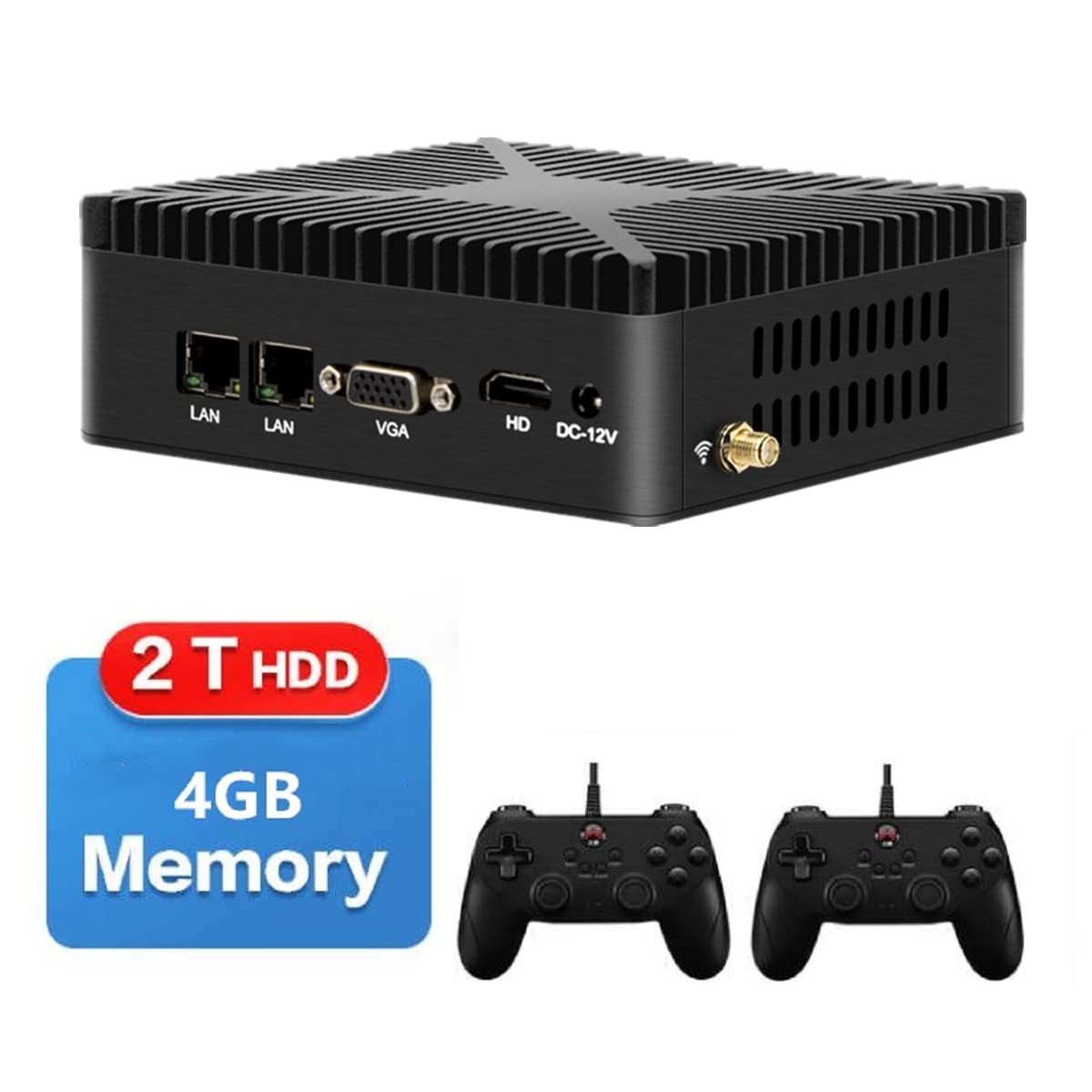 Portable Mini Gaming PC Plug&Play, J1800 2THDD 4G Ram