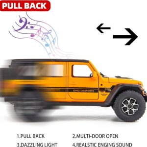 WAKAKAC Compatible for 1/32 Wrangler Alloy Diecast Pull Back Model Car Collectible Gift with Light and Sound Toy Vehicle for Kids Boys Girls Toddler Christmas Birthday Gift Orange